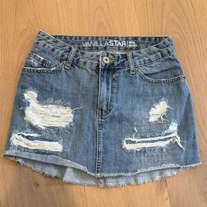 Vanilla Star Distressed Denim Mini Skirt